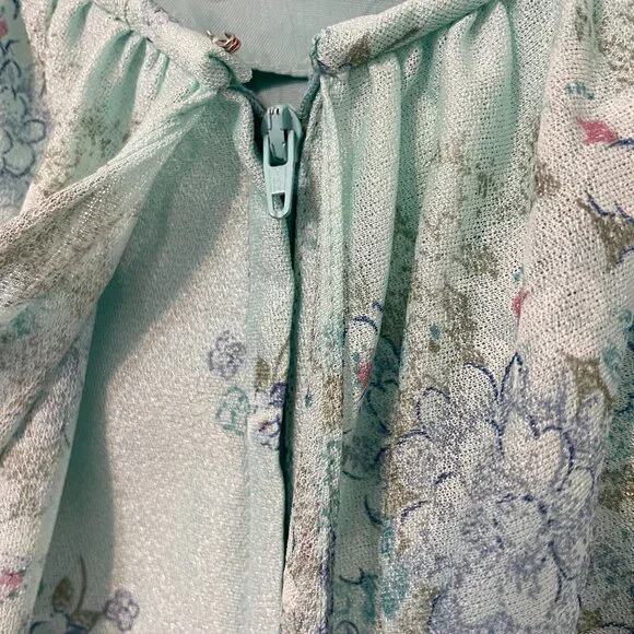 Vintage FRANCIS GALE 70s Aquamarine Floral Print Cape Dress - Size S/M - Picture 12 of 16